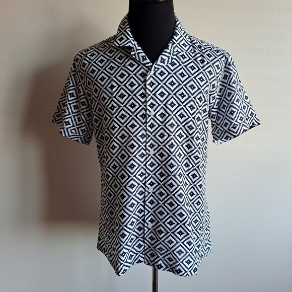 NEW Lorenzoni Italian Button Down Cabana Shirt Size XL